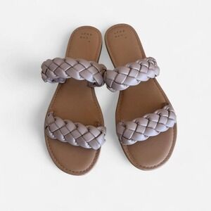 A New Day Mauve Braided Two Strap Slide Sandals Flat Slip On Shoes Womens 9.5